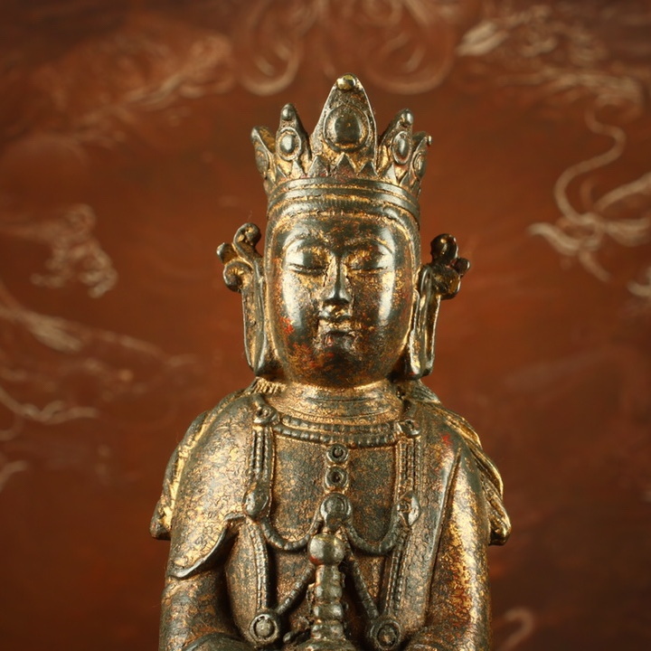 旧蔵仏像 清代 銅製拓金 観音菩薩 チベット仏教 仏教古美術 供養 旧蔵仏像 清代 銅製拓金 観音菩薩 チベット仏教 仏教古美術 供養