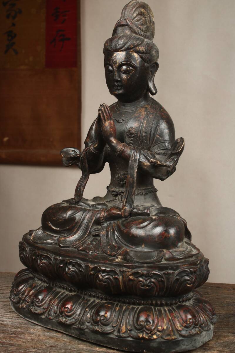 館蔵珍品 銅製 塗金 財神爺像』置物 賞物 貴重物品 収蔵品 中国 館蔵珍品 銅製 塗金 財神爺像』置物 賞物 貴重物品 収蔵品 中国