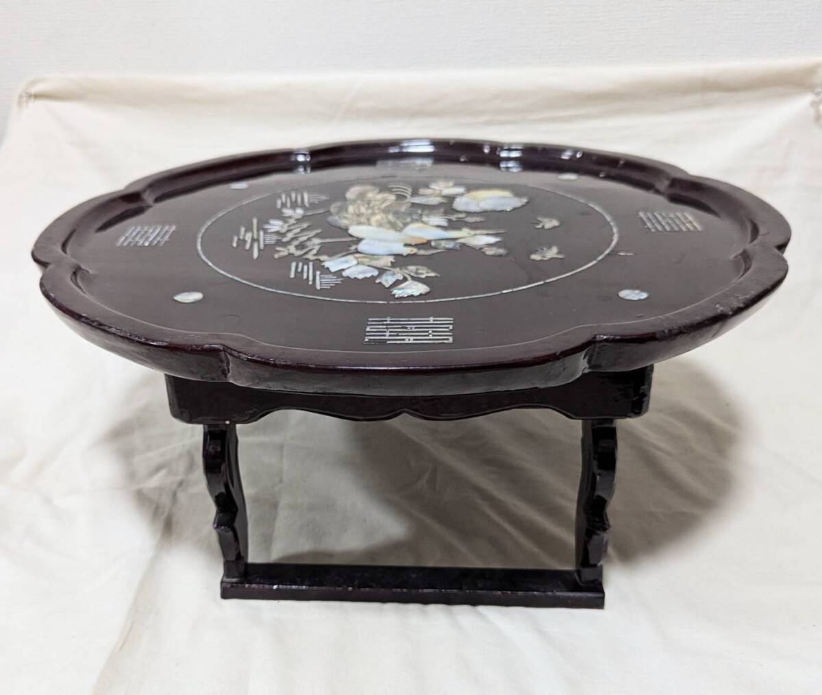  Корея перламутр Joseon Dynasty сервировочный поднос диаметр примерно 45cm мебель утро .