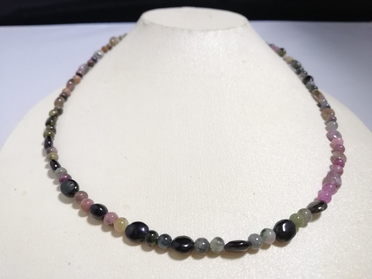 天然マルチカラートルマリンK18ファンシーネックレス　11380