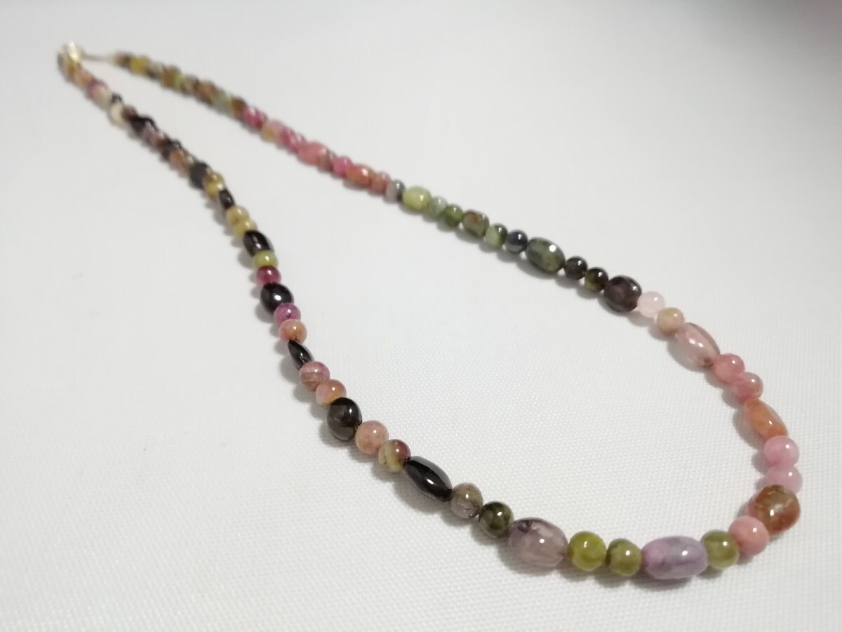 天然マルチカラートルマリンK18ファンシーネックレス　　11384