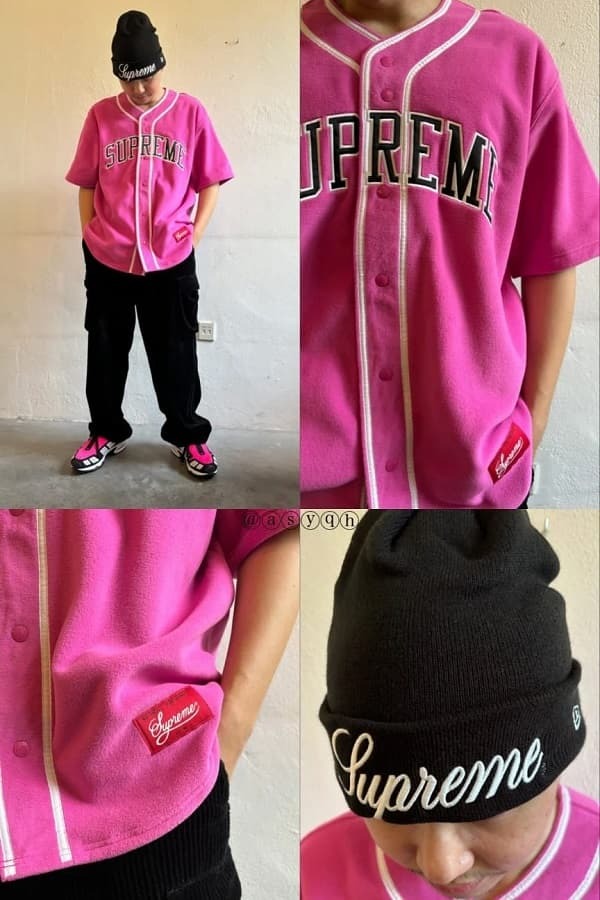 新品未着用】Supreme Polartec Baseball Jersey Pink M 24FW 新品未着用】Supreme Polartec Baseball Jersey Pink M 24FW