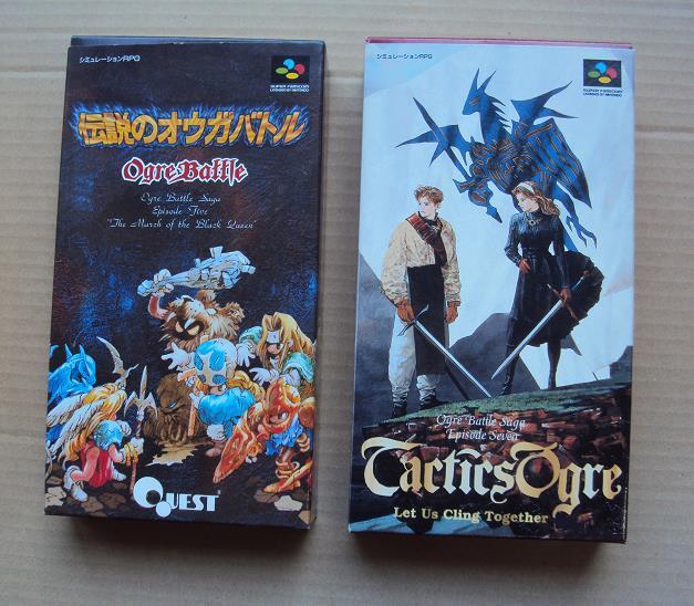 準良品揃い★・SFC　 「 伝説のオウガバトル・タクティクスオウガ　２個まとめて 」 ★箱・取説付　動作確認済　端子清掃済