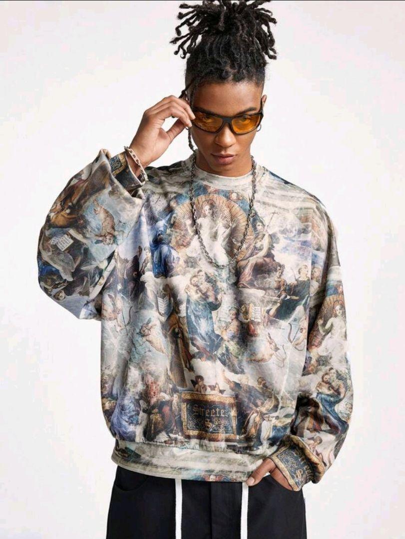 ルーズニット ロングスリーブ プルオーバー スウェット クルーネック パーカートレーナー Sweatshirt