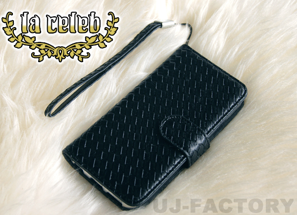 [ специальная цена! ограниченное количество ограниченное количество ]*La Celeb/iPhone6/6S! блокнот type смартфон кейс / сетка черный 