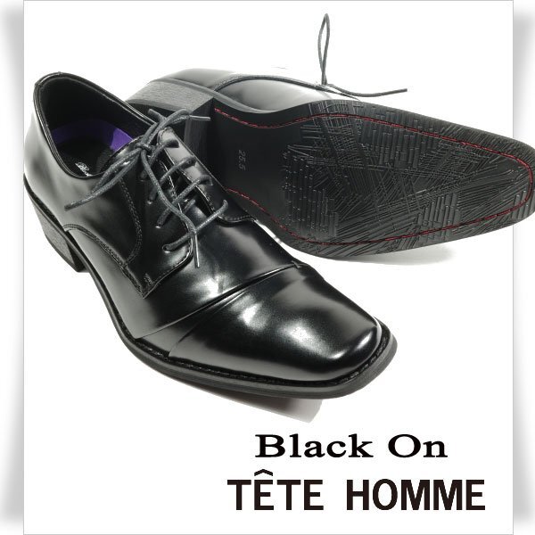 新品1円～★Black On TETE HOMME テットオム アクションレザービジネスシューズ 27.0cm ブラック 黒 レースアップ 正規店本物 ◆4622◆