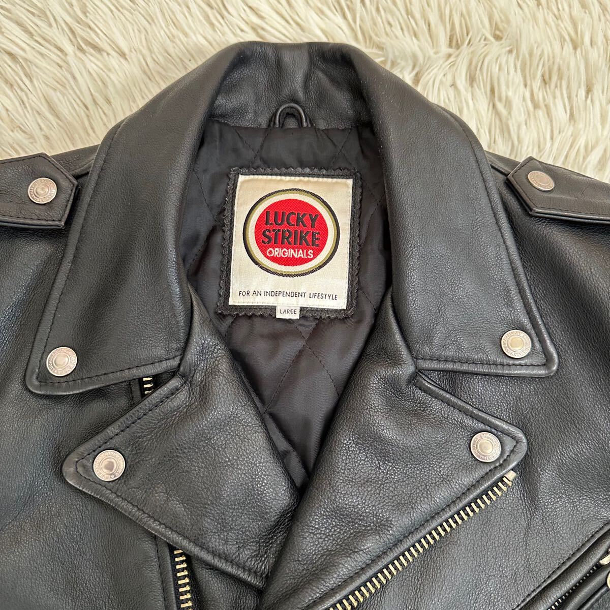 LUCKY STRIKE】ラッキーストライク L レザー ジャケット 牛革 LUCKY STRIKE】ラッキーストライク L レザー ジャケット 牛革