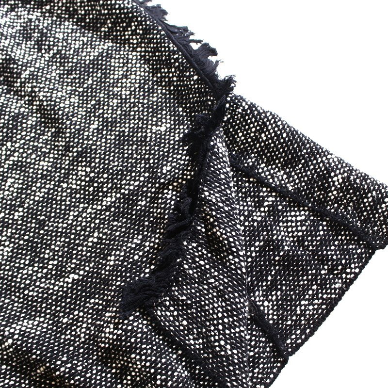 セオリー Theory 秋 冬 春 フリンジ デザイン 膝下丈 ニットツイードスカート タイトスカート ニットスカート S ブラック 黒 ホワイト 白_画像3