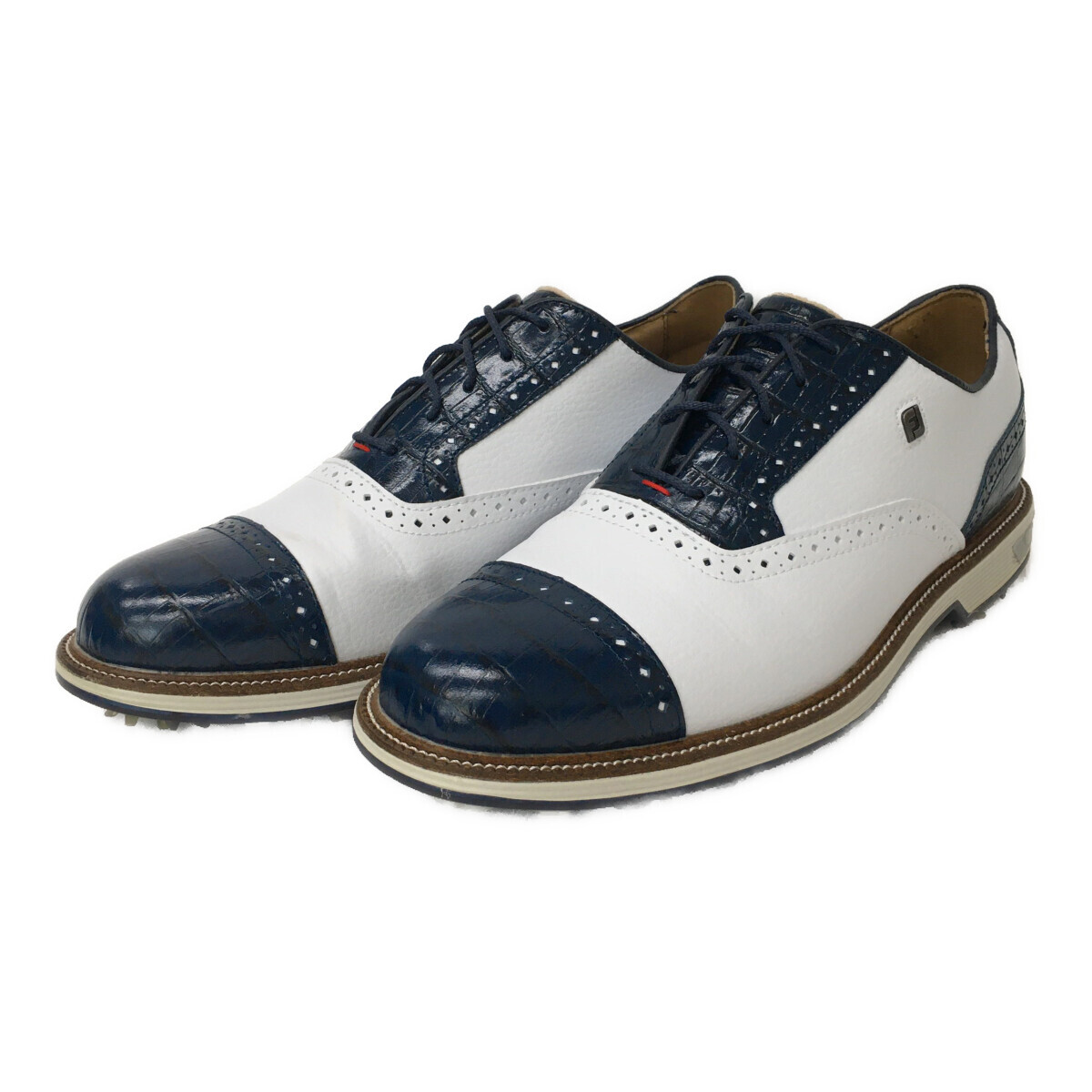coco 中古 フットジョイ FootJoy ゴルフシューズ 27cm ホワイト×ネイビー ドライジョイズ プレミアターロウレース 087130