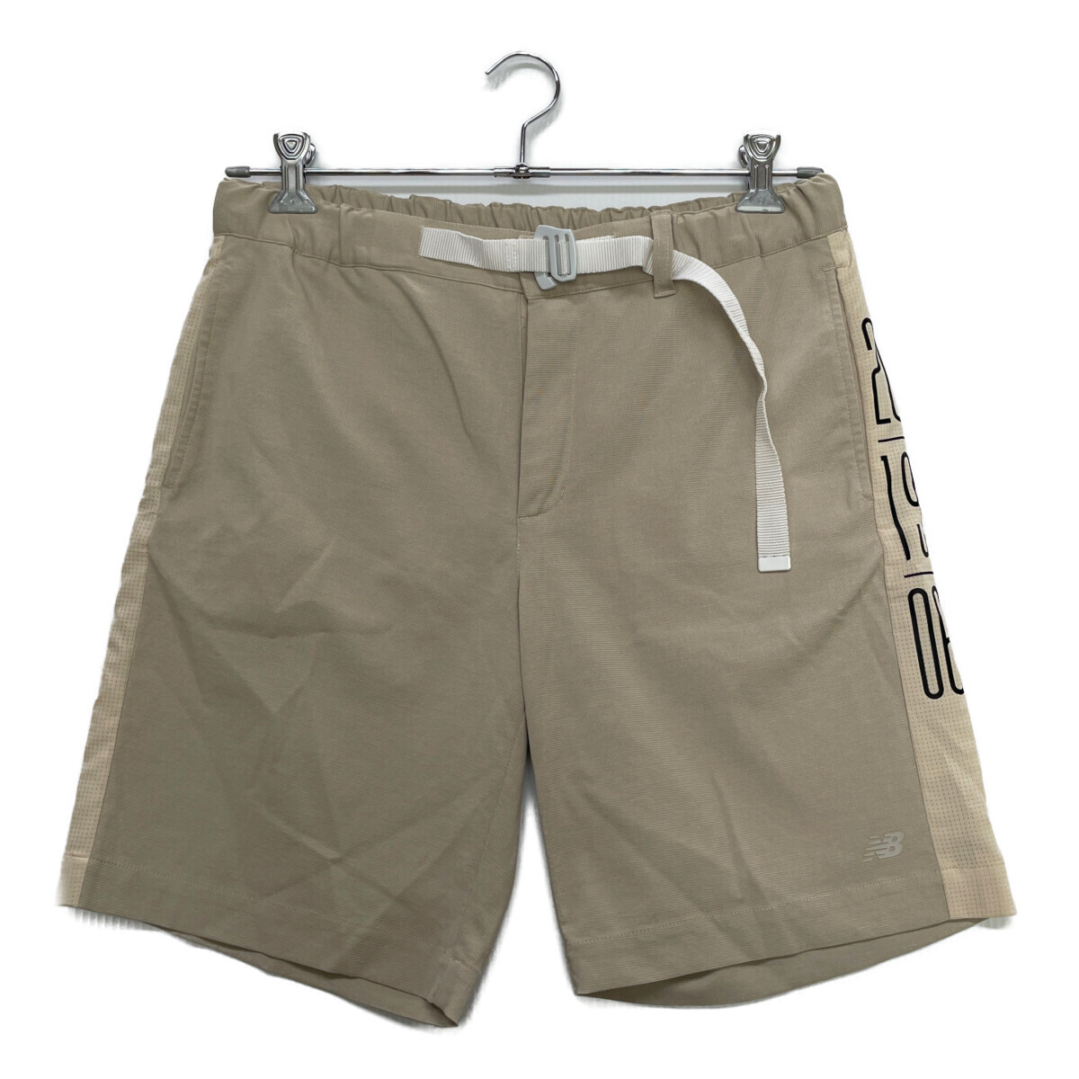 coco 中古 ニューバランスゴルフ メンズ ハーフパンツ 5(L) ベージュ 麻混 アジャスターベルト付き レターパックプラス発送可 93538