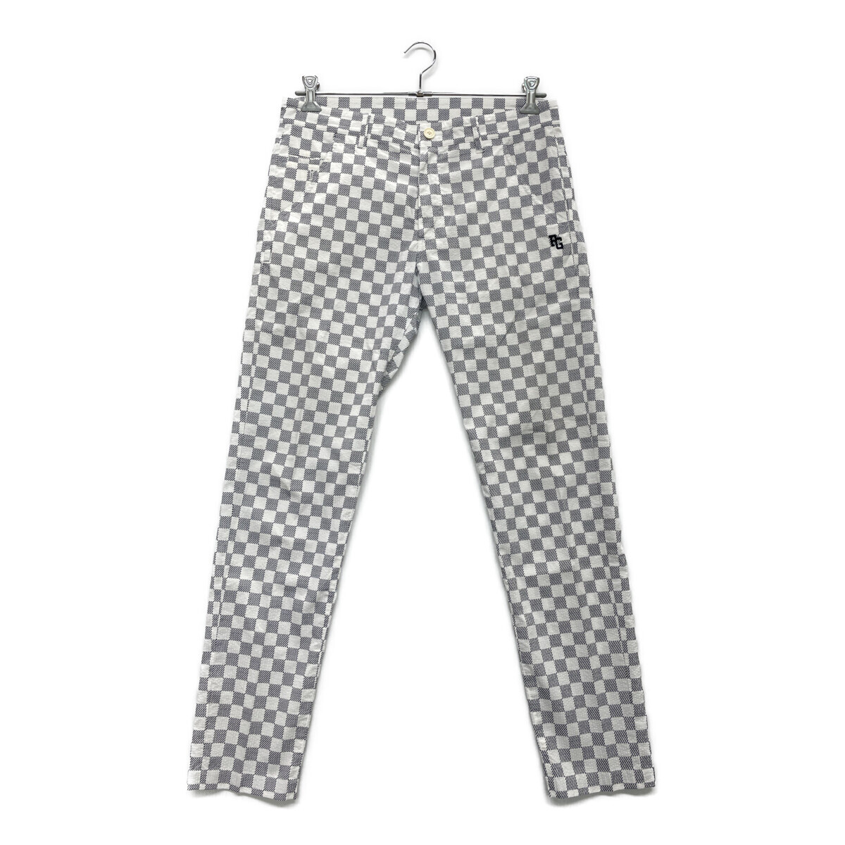 coco 中古 パーリーゲイツ メンズ パンツ 5(L) 白×紺 ロングパンツ シアサッカー チェック レターパックプラス発送可 92796