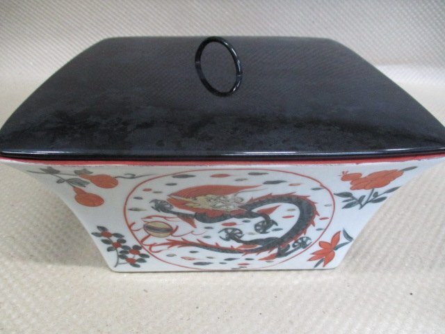未使用長期保管品　静山　桝形水指　みずさし　共箱入り　茶道具　（ツ-25）