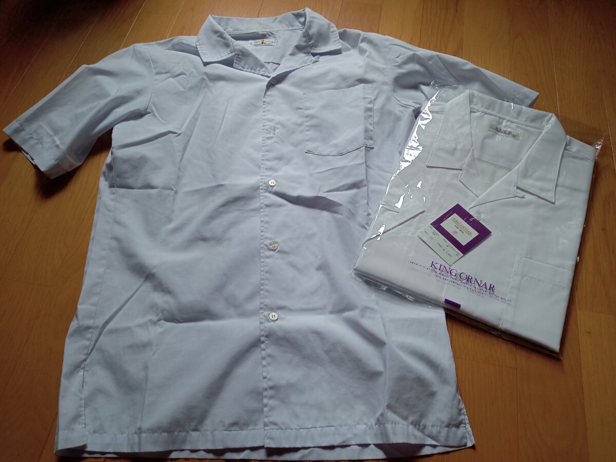 開襟シャツ　2着セット　半袖　未使用＋古着　L〜LL　学生制服　スクールYシャツ