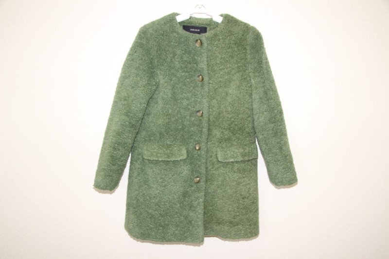 ザラ ノーカラーコート 緑 サイズS ZARA BASIC アウターコート MF1749_画像1