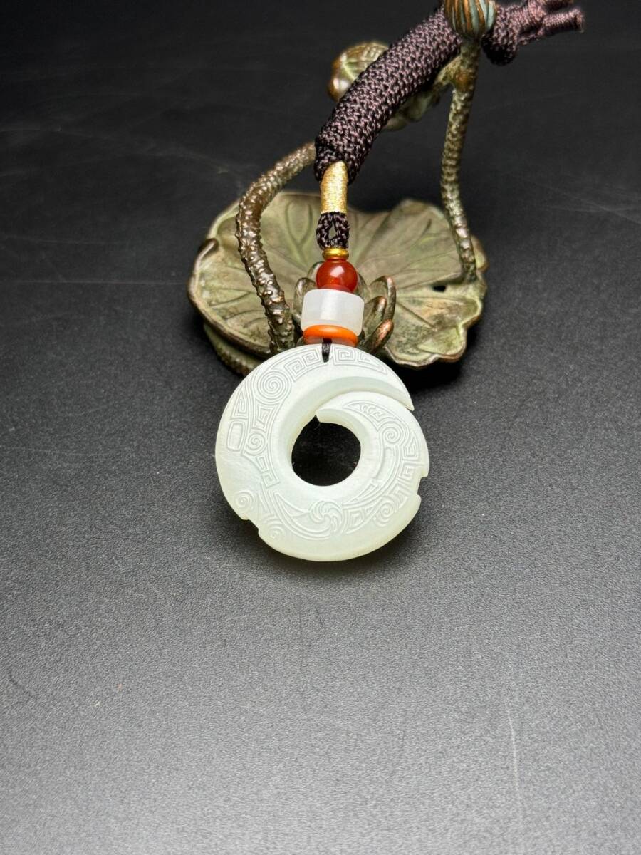 蔵友旧蔵出 和田玉製 細密彫 時來運轉 玉珮 貴重物品 置物 賞物 中国時代美術品