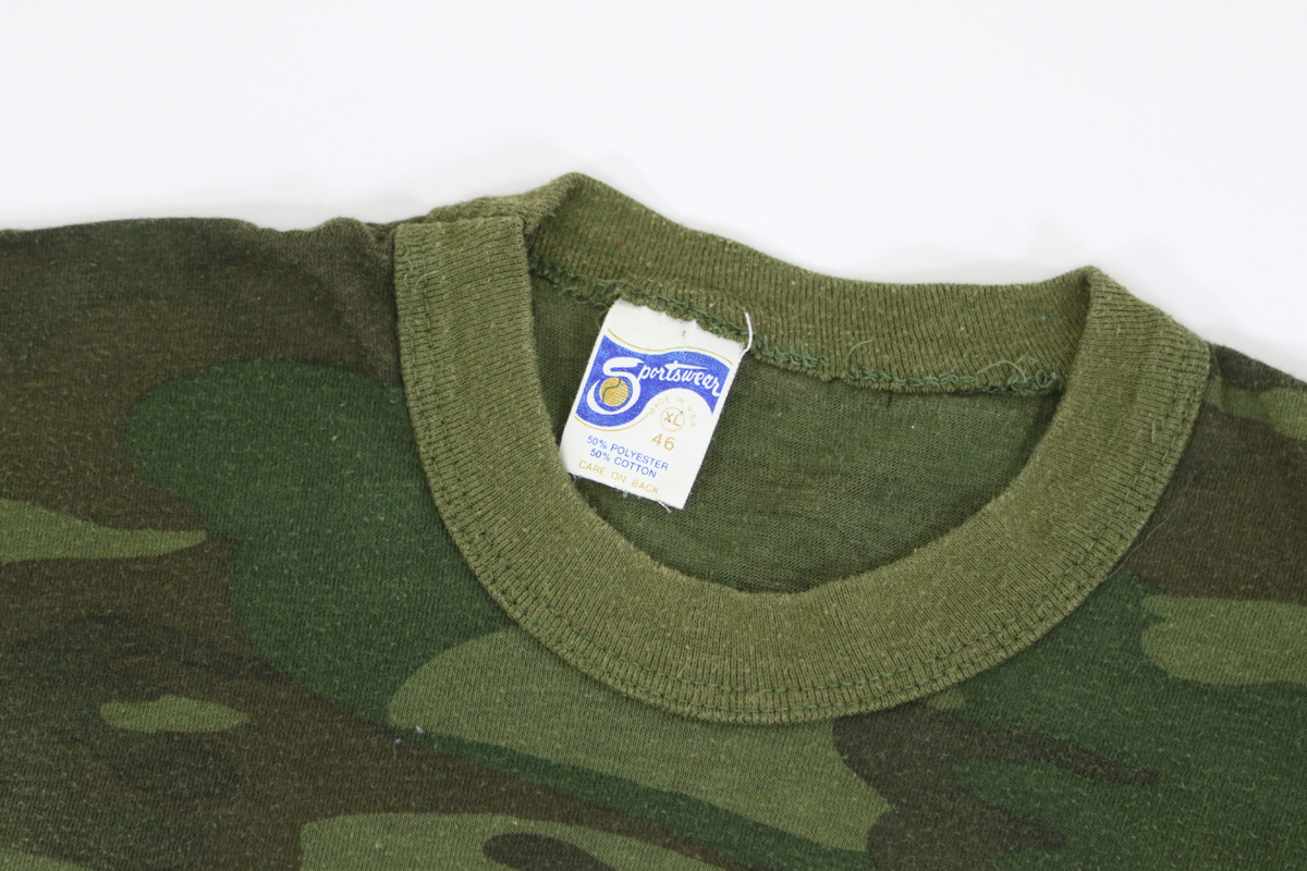 古着 K822 XLサイズ Tシャツ カモ リンガー トリム ビンテージ オリジナル vintage 70 80 90 old オールド USA_画像4