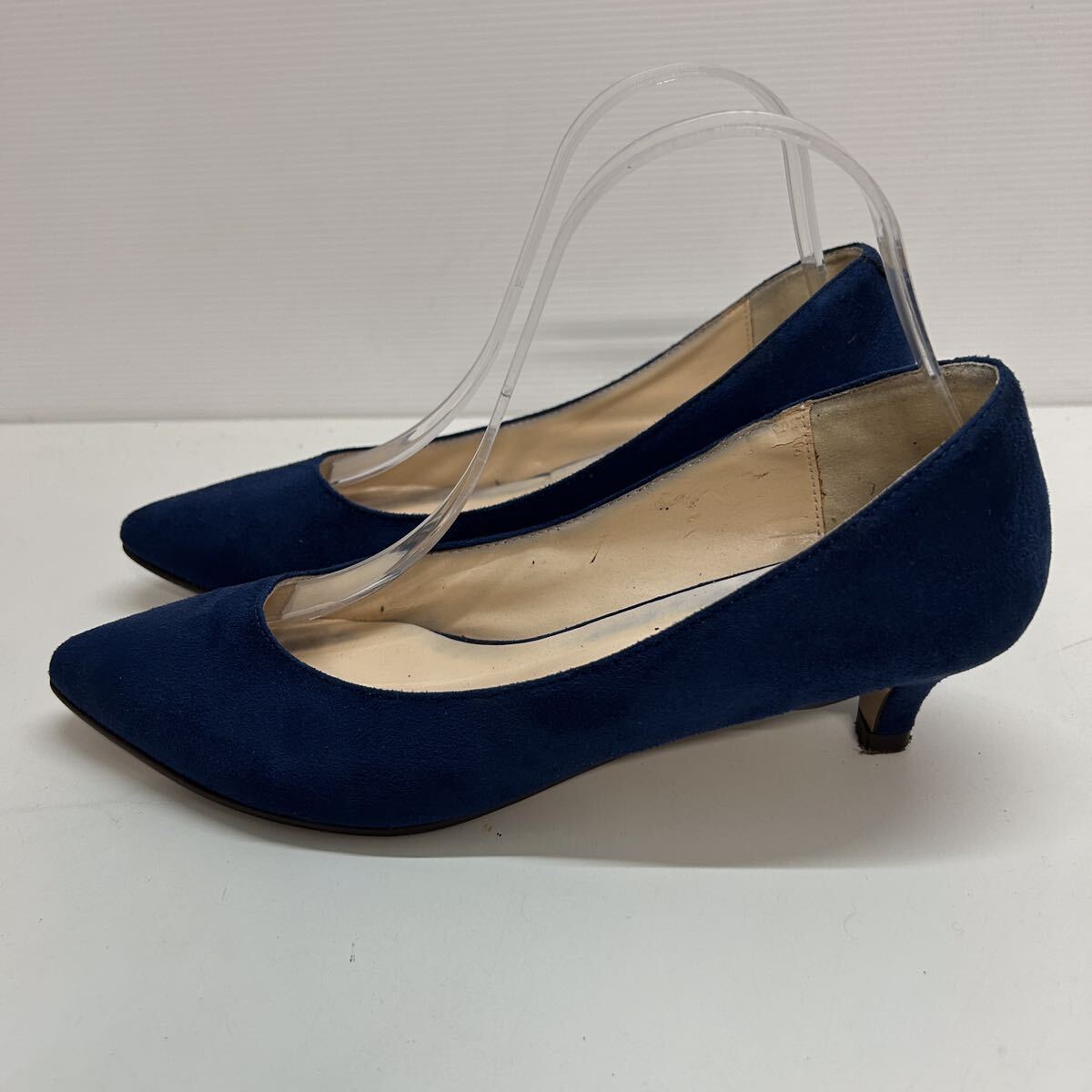 KA256 UNITED ARROWS GREEN LABEL ユナイテッドアローズ レディース パンプス 23.5cm ネイビー スエード調 日本製_画像2
