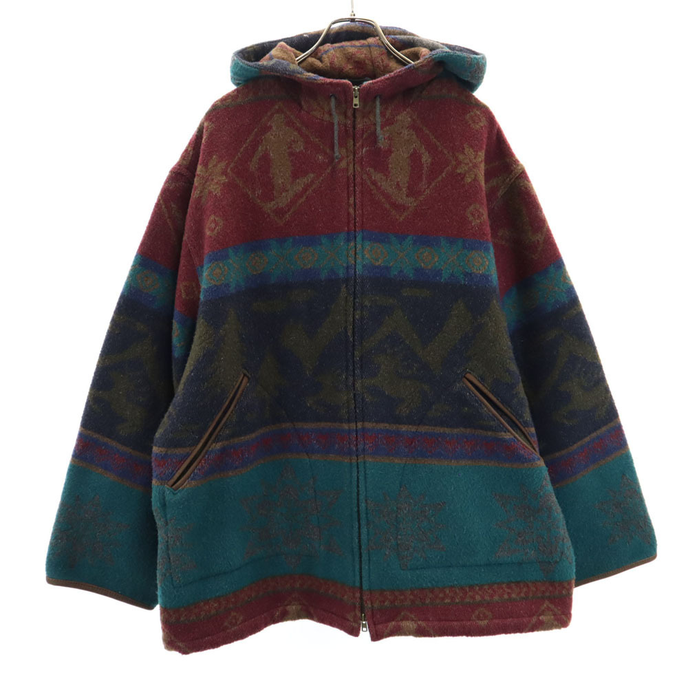 【ラッピング無料】 エルエルビーン メンズ L.L.Bean 他 ワインレッド L パーカー ノルディック柄 ヴィンテージ ウールブレンド ポルトガル製 80s 男性用