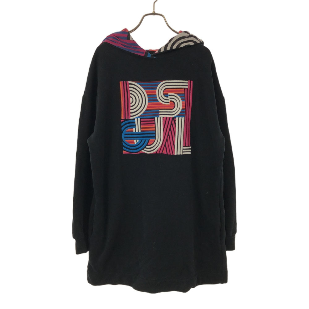 デシグアル ロゴ刺繍 長袖 ロング スウェットパーカー S ブラック Desigual メンズ