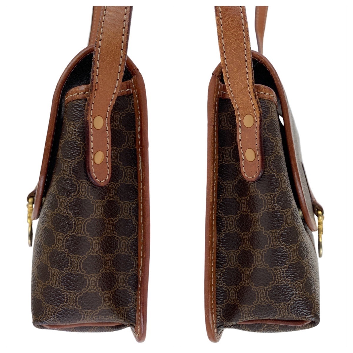CELINE セリーヌ ヴィンテージ マカダム ブラウン ゴールド金具 CELINE セリーヌ ヴィンテージ マカダム ブラウン ゴールド金具