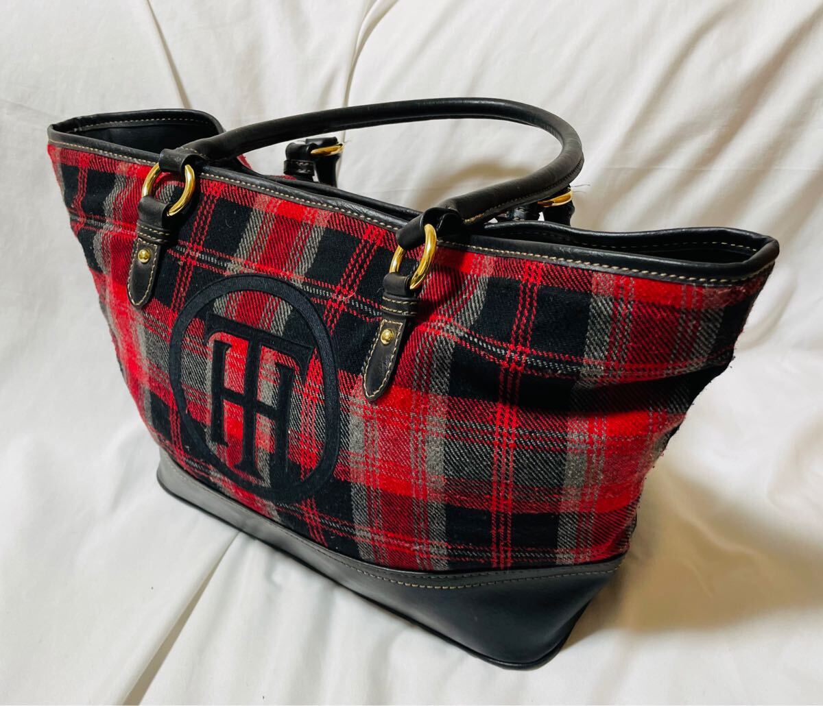 トミーヒルフィガー TOMMY HILFIGER  ロゴ  チェック ハンドバッグ ショルダーバッグの画像3