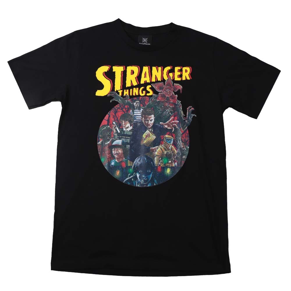 kr3●新品 黒 XLサイズ●ストレンジャーシングス STRANGER THINGS 半袖Tシャツ//バンドTシャツ ロックTシャツ 未知の世界 SF ホラー 11