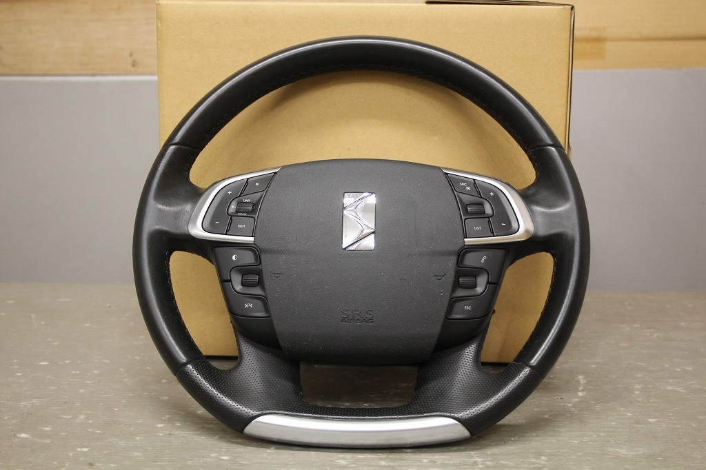 シトロエン DS4 純正 破損無(wú) 動(dòng)作保証 ハンドル ステアリングホイール スイッチ付 レザー p049329