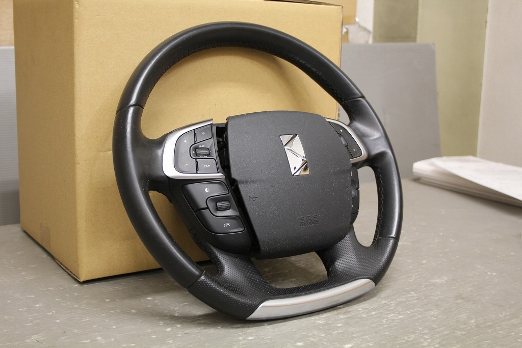 シトロエン DS4 純正 破損無(wú) 動(dòng)作保証 ハンドル ステアリングホイール スイッチ付 レザー p049329
