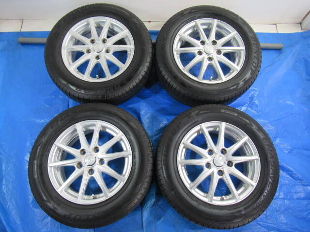 激安即決！weds 15-6J 5H/114.3 ET53 + DUNLOP 195/65R15 2023/2024年製！中古4本！ノア ヴォクシー ステップワゴン ストリーム等 T008590