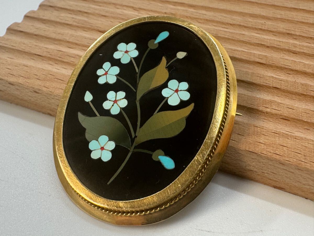 【0401】　天然石　750 刻印あり　12g ブローチ　ペンダント　ヴィンテージ アクセサリー　