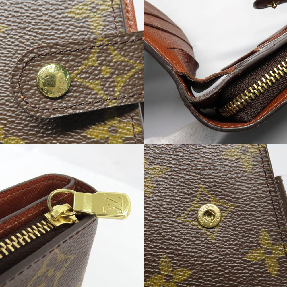 [ Nagoya ] Louis Vuitton compact Zip M61667 monogram folding twice purse Brown Gold metal fittings PVC leather woman 