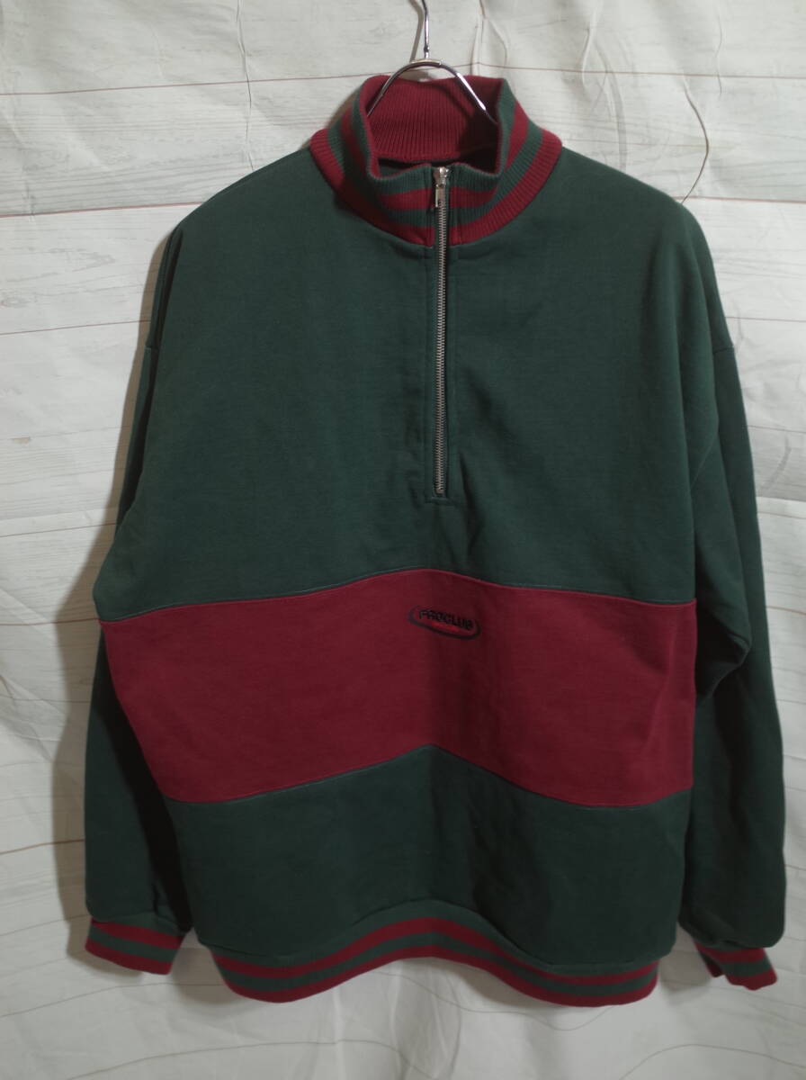メンズ pl11 フロクラブ FROCLUB SPADUPA × FREAKS STORE 肉厚 ハーフジップ スウェット トレーナー L グリーン系 緑系