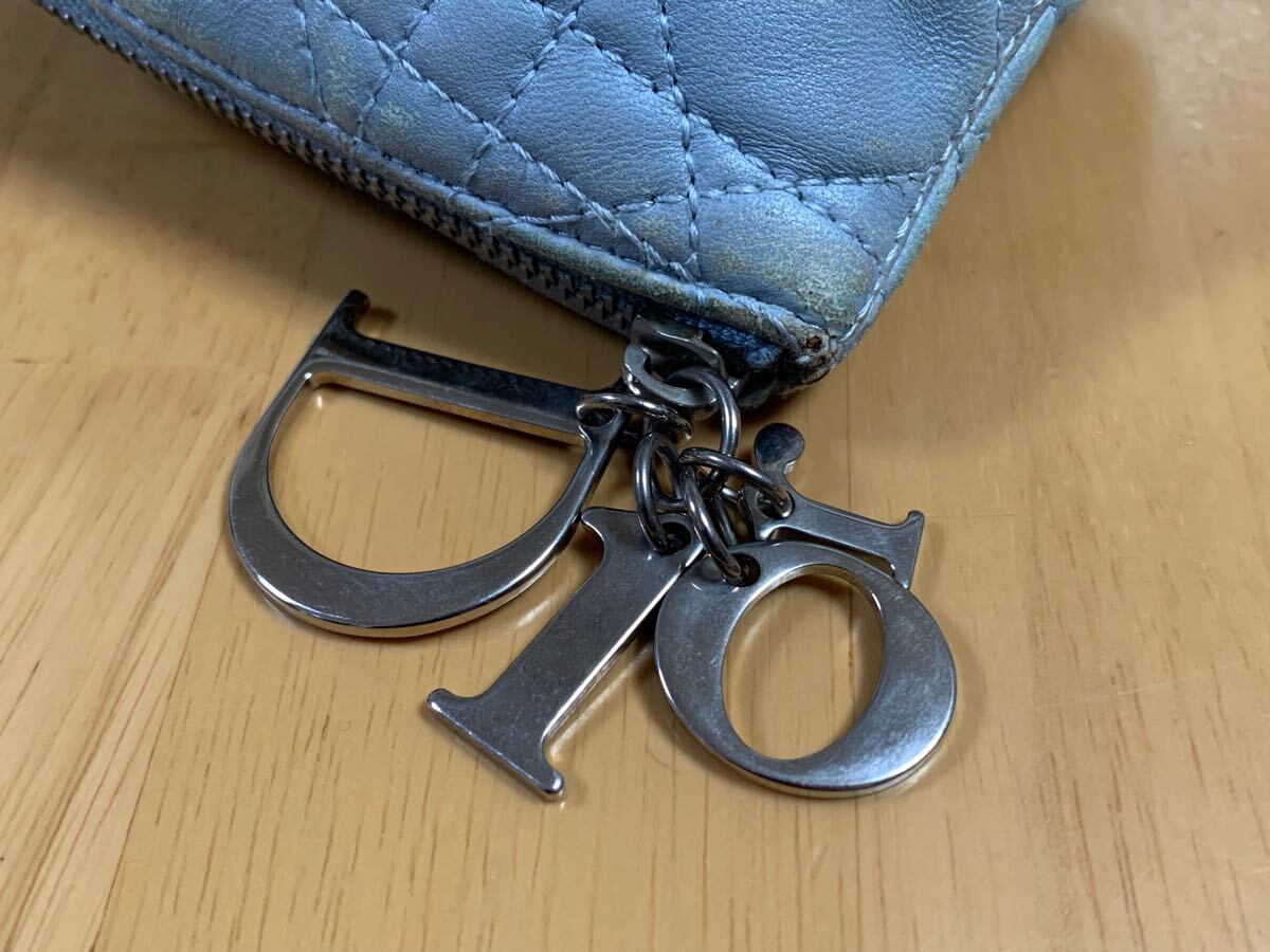 SALE セール 中古 DIOR ディオール ポーチ レザー カナージュ柄 SALE セール 中古 DIOR ディオール ポーチ レザー カナージュ柄