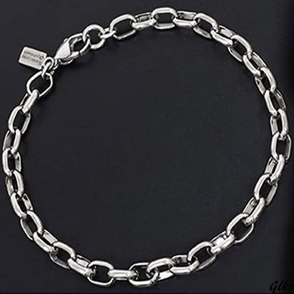 チタン チェーン ブレスレット 長甲丸 長さ17～19cm 幅5.3mm 金属アレルギー 対応 健康ブレスレット