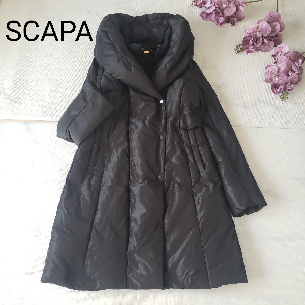 SCAPA ショールカラー ダウンコート 光沢あり 40サイズ
