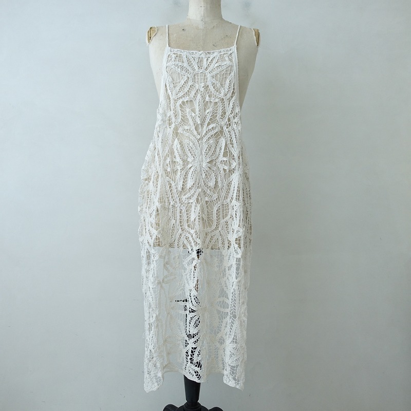 ヴラスブラム Vlas Blomme *バテンレースエプロンワンピース*Fエクリュコットンリネン(33-2409-153)【10J42】