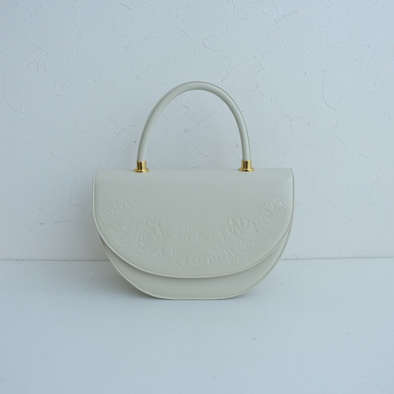 ハナエモリ HANAE MORI *花柄型押しハンドバッグ*かばん手提げレザー皮革0924(ba10-2409-26)【70J42】