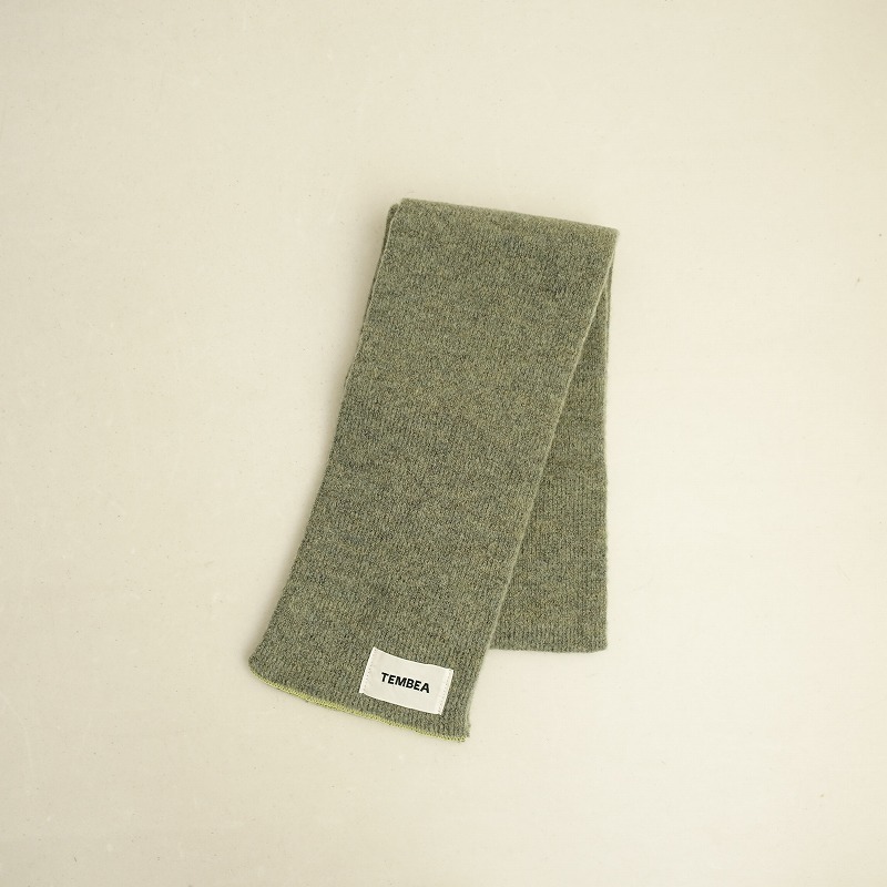 【美品】テンベア TEMBEA *ウールマフラー*ストールグリーン(st87-2409-131)【11J42】