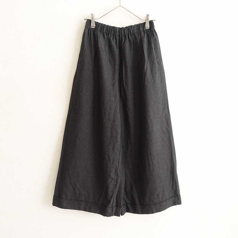 ダニエラグレジス DANIELA GREGIS *ウールイージーワイドパンツ*チャコールグレーロングウエストゴム無地(33-2409-423)【31J42】