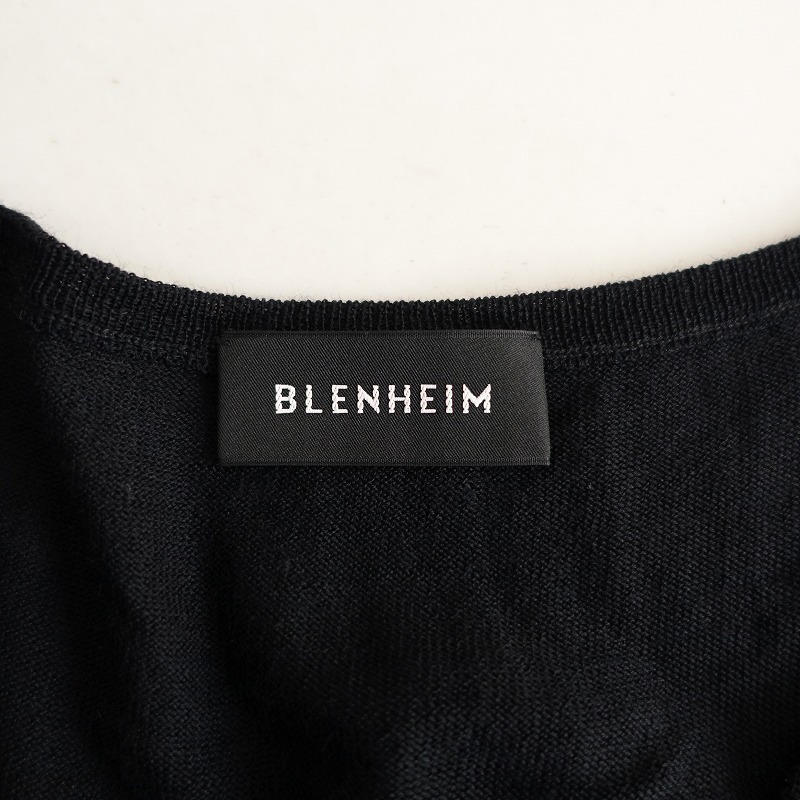 ブレンヘイム BLENHEIM *ウール混Vネックニットプルオーバー*S黒ブラックニットカットソー無地薄手(33-2409-697)【12J42】