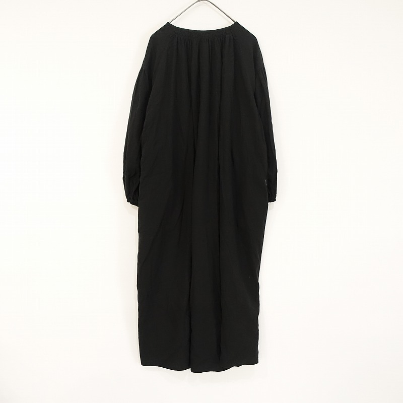 【2024/定価3.4万】ネストローブ nest Robe UpcycleLino *近江晒しメニーギャザードレス*Fワンピース黒(1-2410-78)【03J42】