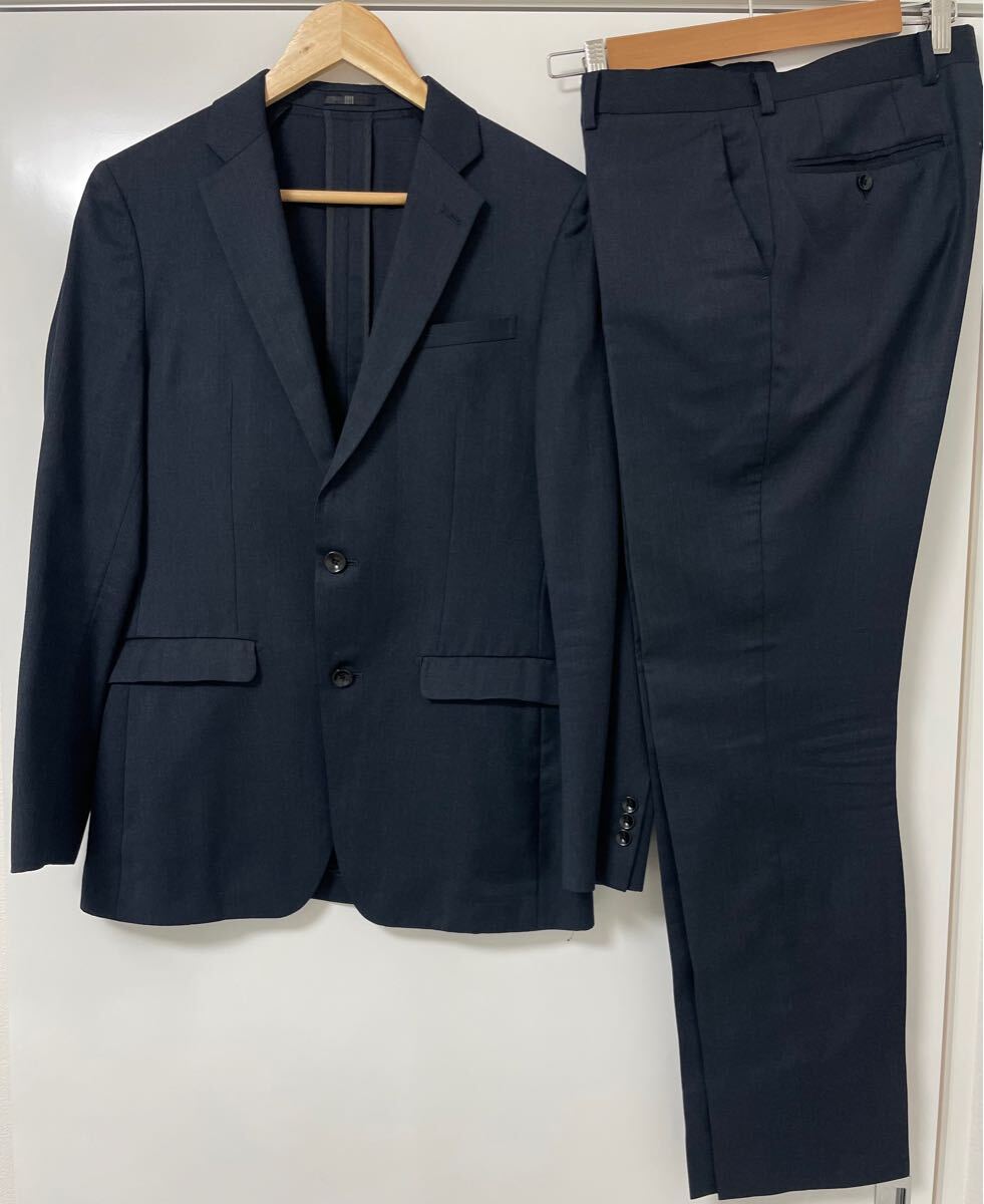 ★SUIT SELECT★ スーツセレクト セットアップ　ダークネイビー シングルスーツ ウール Y6 175/c94/w78 ビジネススーツ