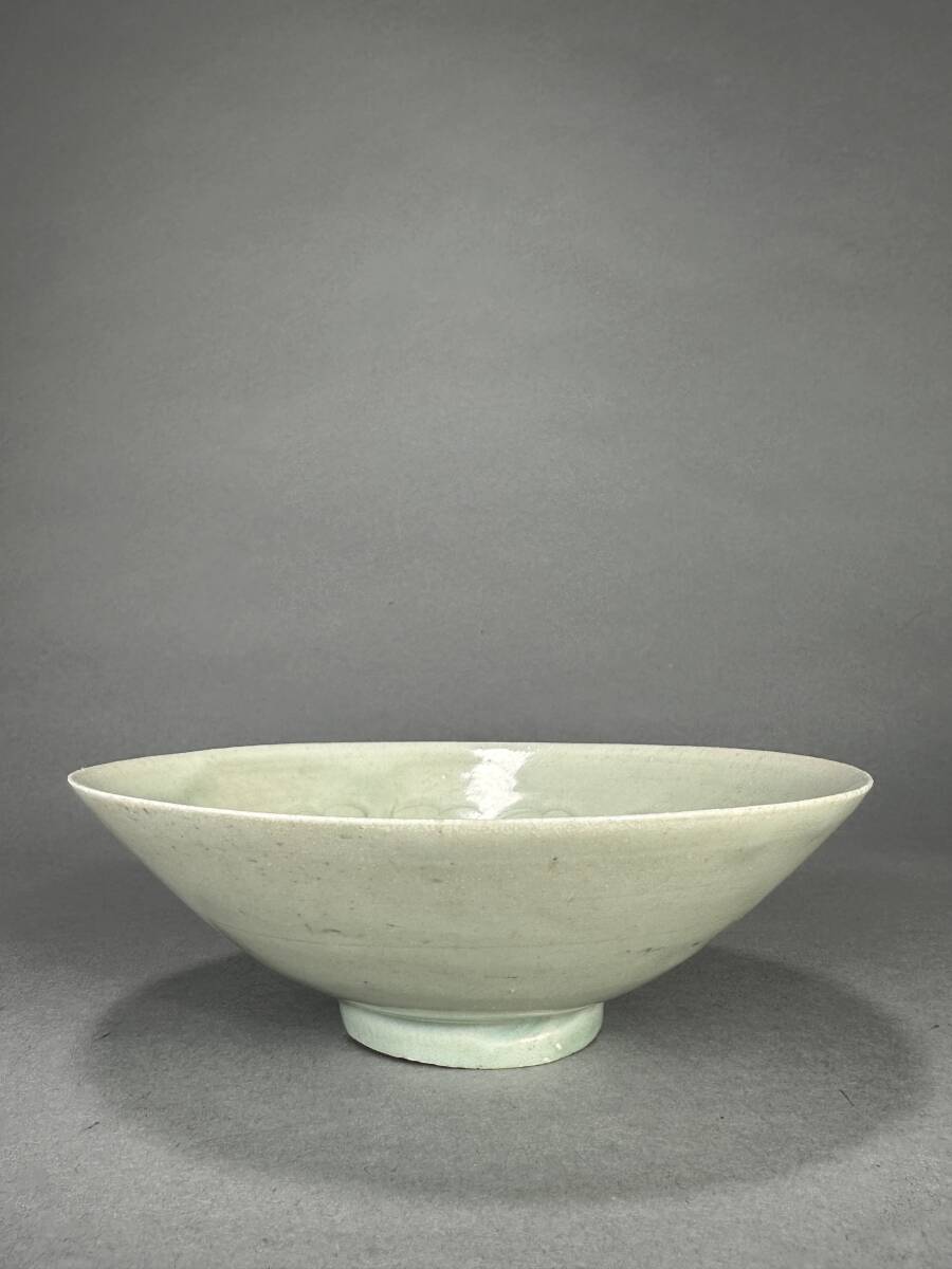 中国美術 白磁 碗 φ17cm 宋白磁 茶道具伝来(K-YC344) S1U1004-1 中国美術 宋~元時代 影青 青白磁 茶碗 碗 時代物 唐