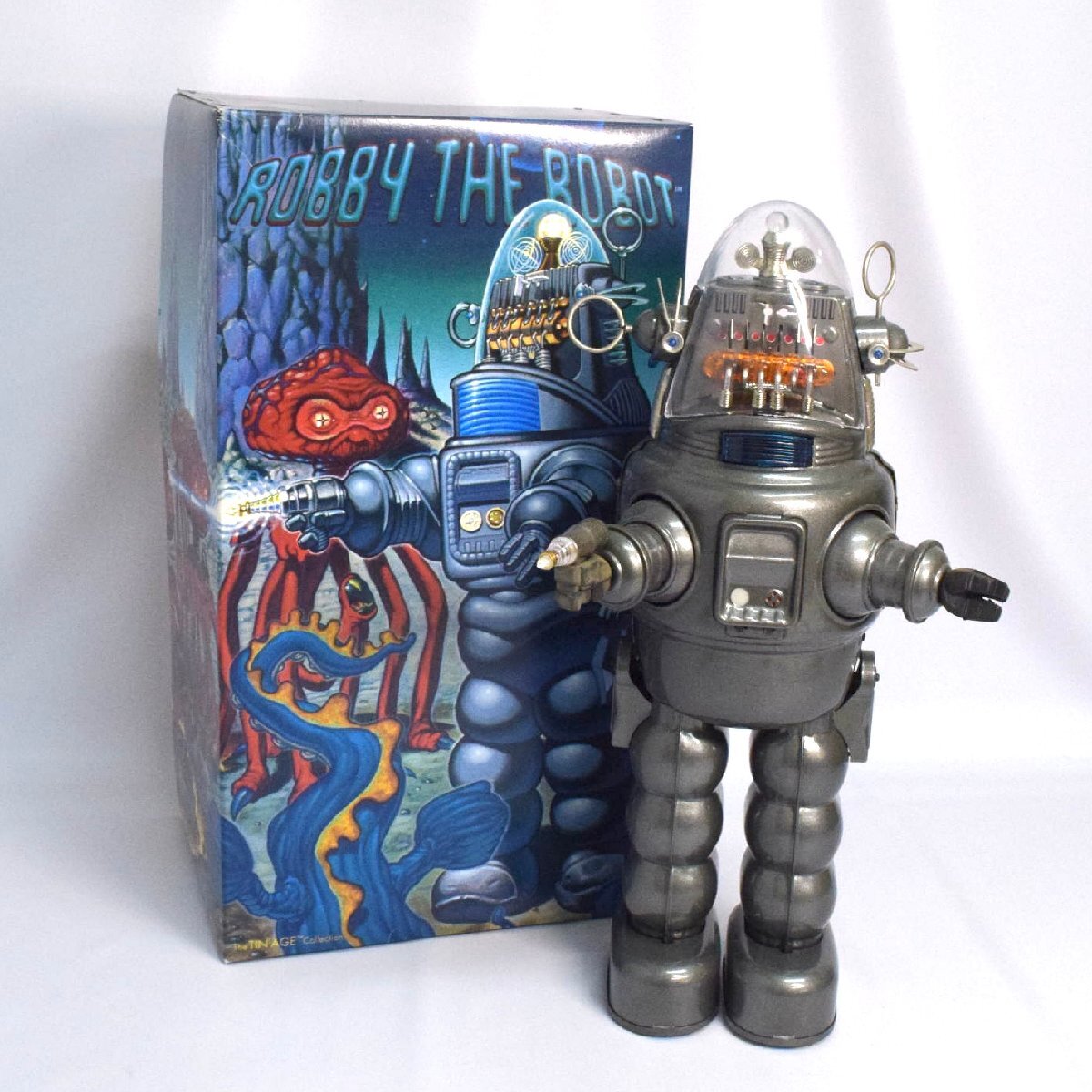 (1-22802)大阪ブリキ玩具 資料室 日本製 ROBBY THE ROBO 電動歩行 ブリキロボット 限定版 ロビー・ザ・ロボット 動作確認済【緑和堂】