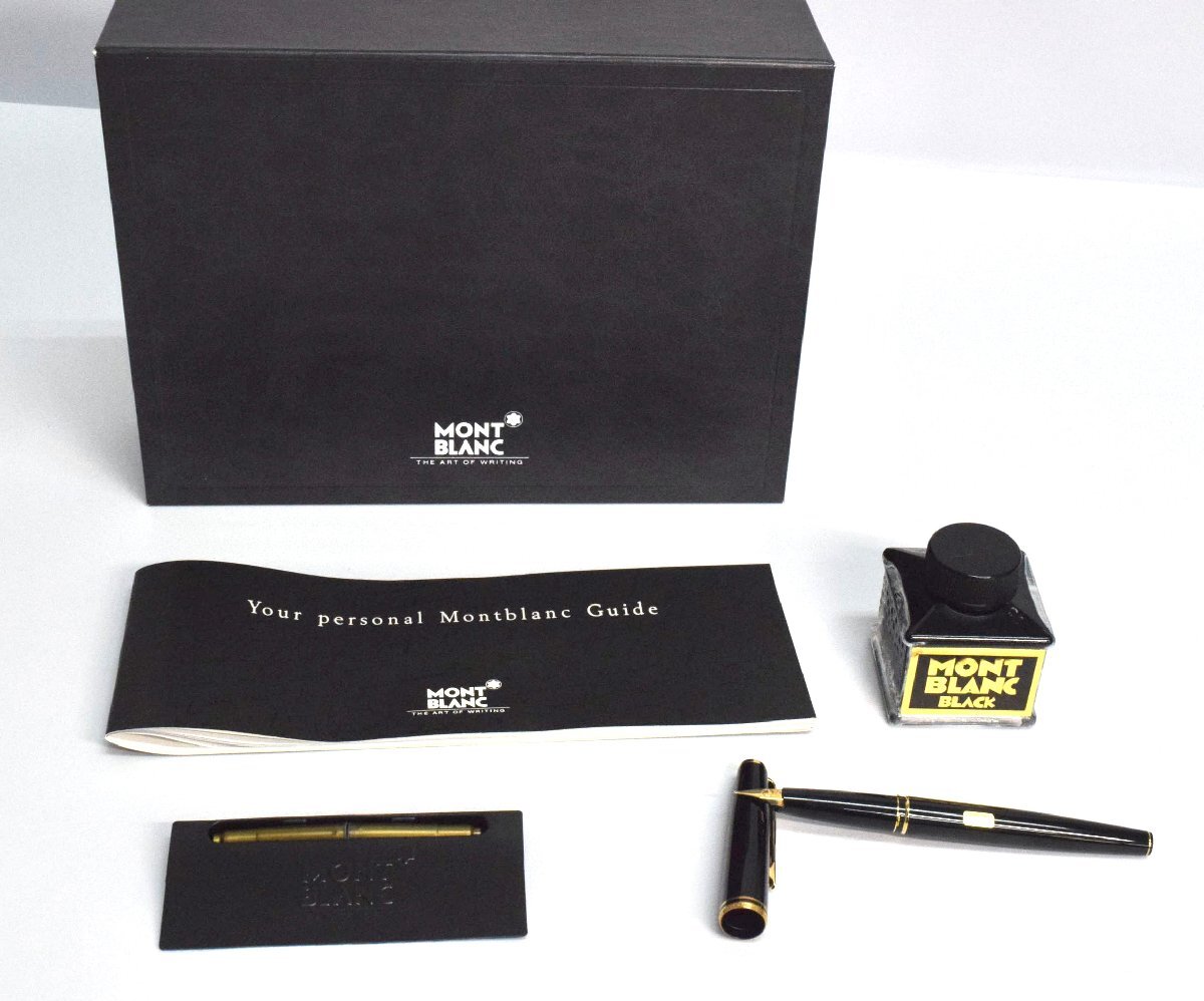 (8-16238)モンブラン Mont Blanc 旧クラシック ブラック ボールド・トリム 万年筆 14K/ct 585 適合コンバータ 箱付【緑和堂】