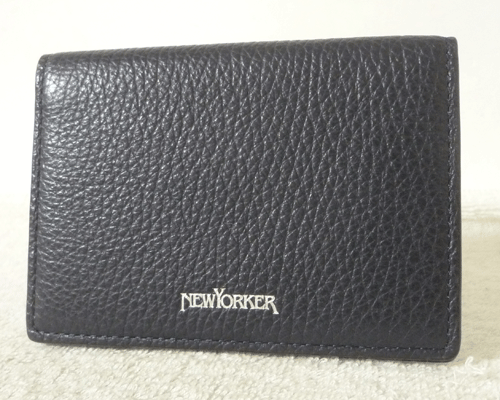 ☆美品☆　ニューヨーカー　NEWYORKER ACCEESSORY　レザー　ネイビー　紺　定期入れ　名刺入れ　二つ折りパスケース