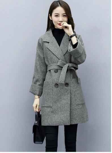  Korea manner coat lady's cardigan Chesterfield coat S black 