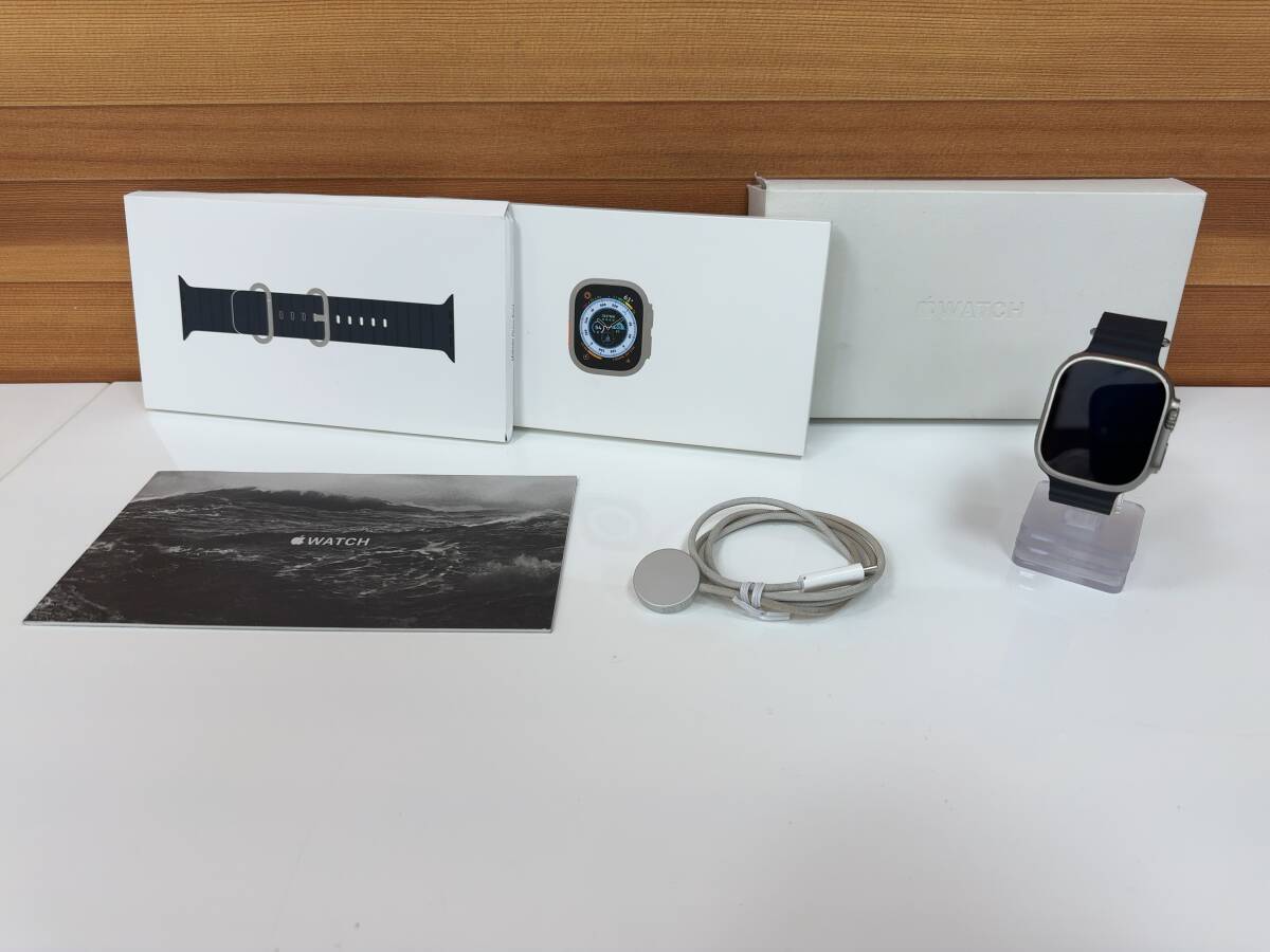 【美品】 Apple Watch Ultra 49mm MQFK3J/A Titanium Case A2684 ミッドナイトオーシャンバンド アップルウォッチ M241003