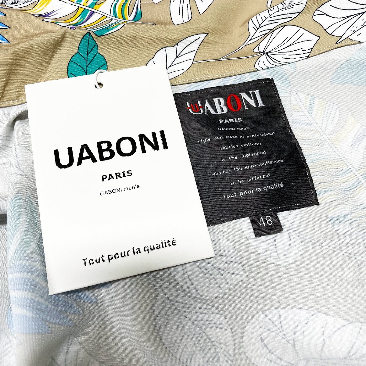 個性EU製＆定価4万◆UABONI*Paris*長袖シャツ*フランス*パリ発◆シルク混 薄手 滑らか 総柄 アロハシャツ カジュアルシャツ 旅行 秋 M_画像9