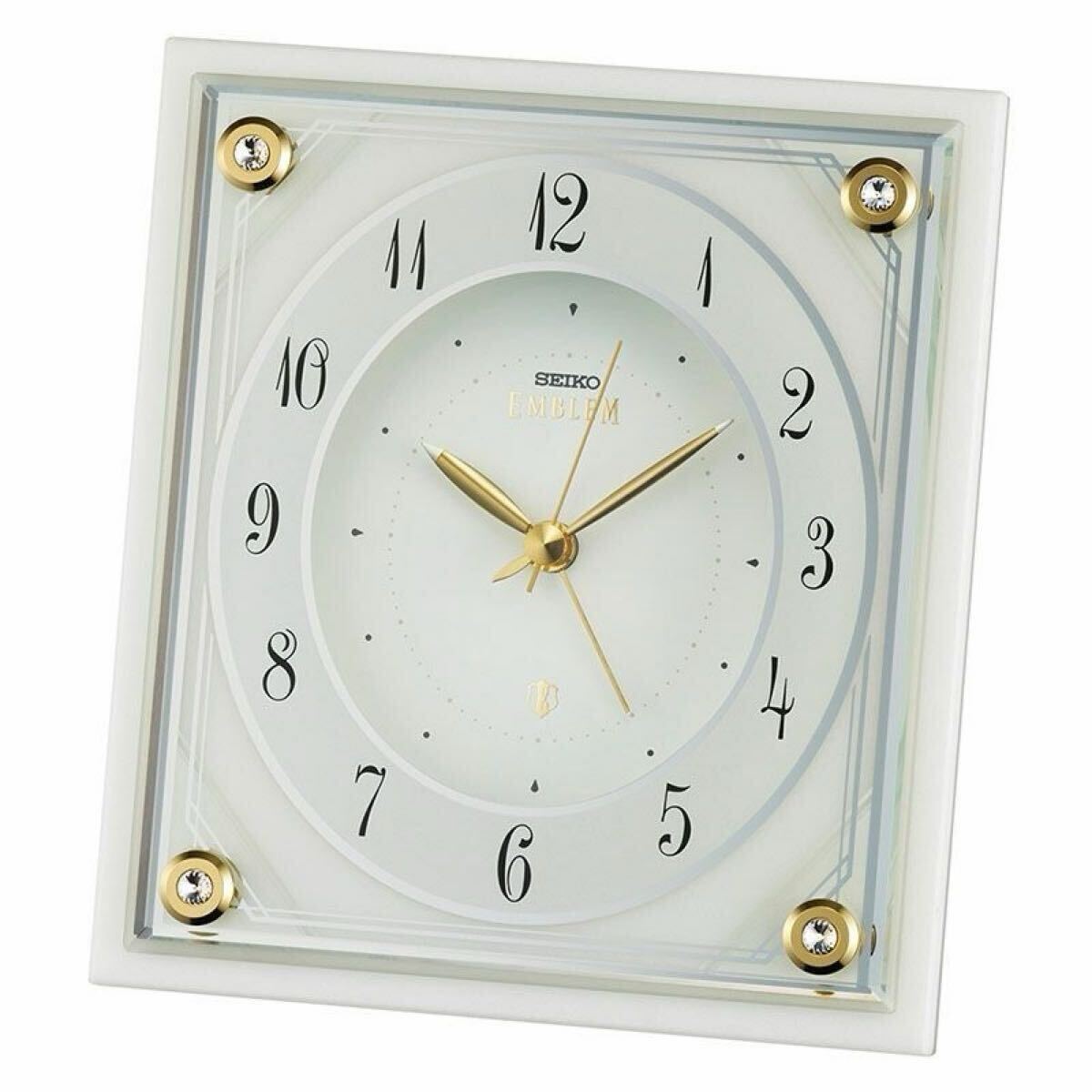 送料無料★新品 3年間延長保証★SEIKO セイコー 国内正規品★EMBLEM エムブレム HR592W 置時計 目ざまし時計 白大理石★贈答品 ギフトにも